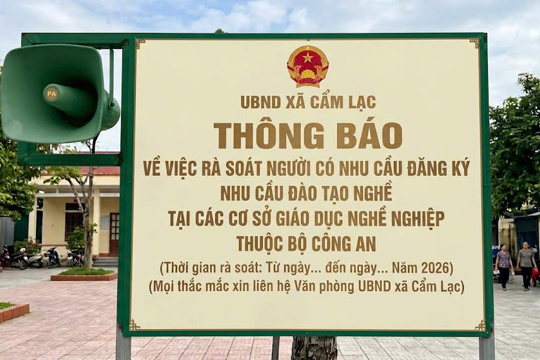 Thông báo về việc rà soát người có nhu cầu đăng ký nhu cầu đào tạo nghề tại các cơ sơ giáo dục nghề nghiệp thuộc Bộ Công an
