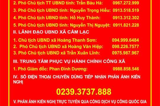 Thông báo đường dây nóng tiếp nhận phản ảnh về giải quyết TTHC
