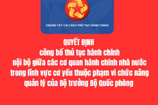 Về việc công bố thủ tục hành chính nội bộ giữa các cơ quan hành chính nhà nƣớc trong lĩnh vực cơ yếu thuộc phạm vi chức năng quản lý của Bộ truởng Bộ Quốc phòng 